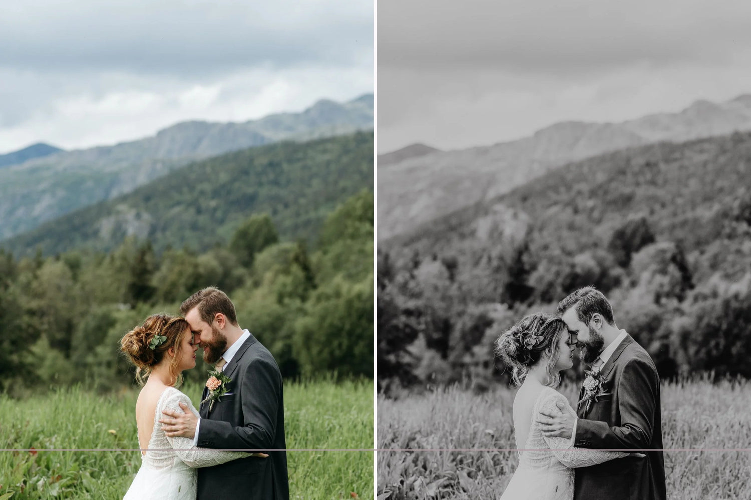 Embellish your photo - example of the Timeless Monochrome Preset of the Wedding Presets Collection